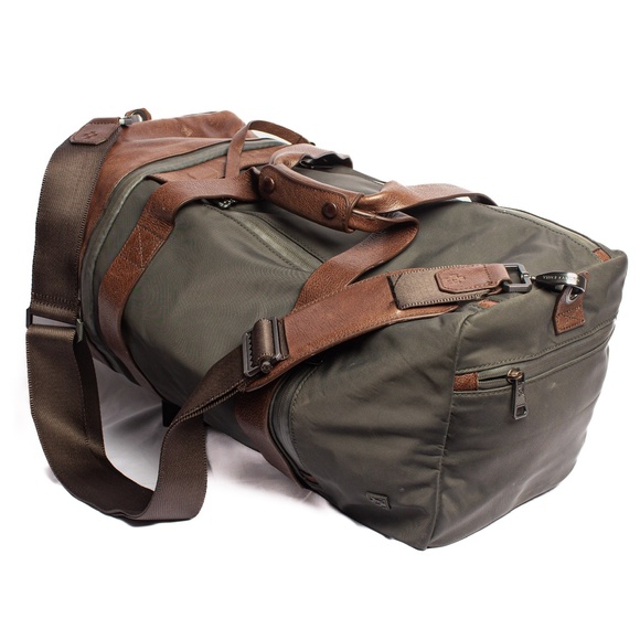 Designer Leather Duffle Bag | Nylon And Genuine Leather | Midsize Weekender - Picture 3 of 12